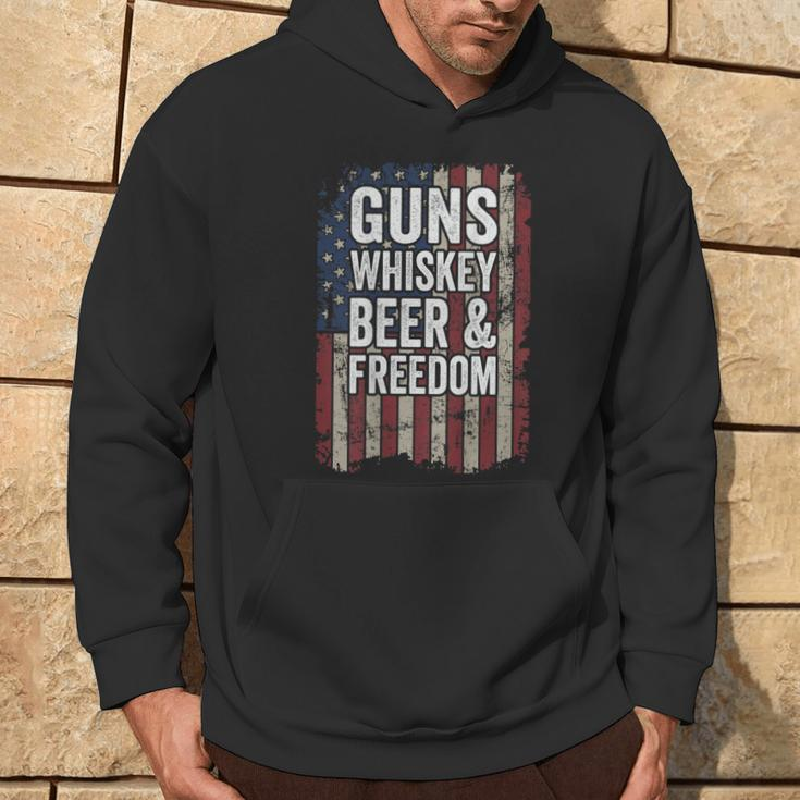Guns Whisky Beer And Freedom Pro Gun Usa On Back Hoodie Lifestyle