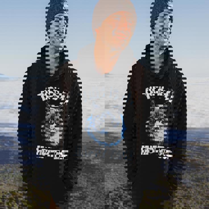 This Is My Happy Face Cat With Grumpy Face Cat Lover Hoodie Lifestyle