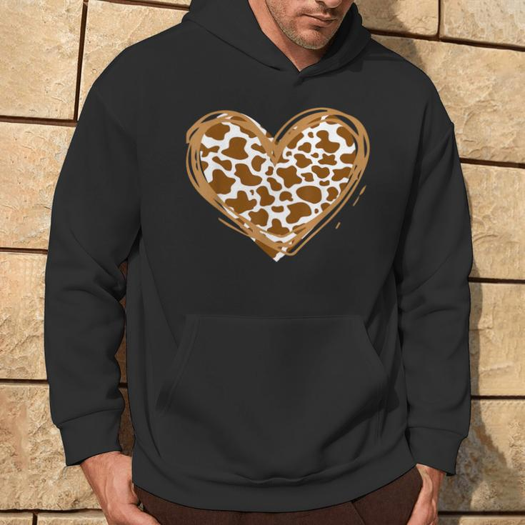 Heart Brown Cow Pattern For Cow Lover Hoodie Lifestyle