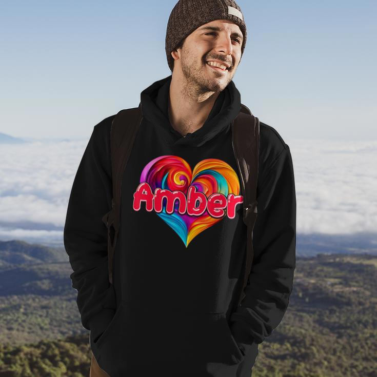I Heart Love Amber First Name Colorful Named Hoodie Lifestyle