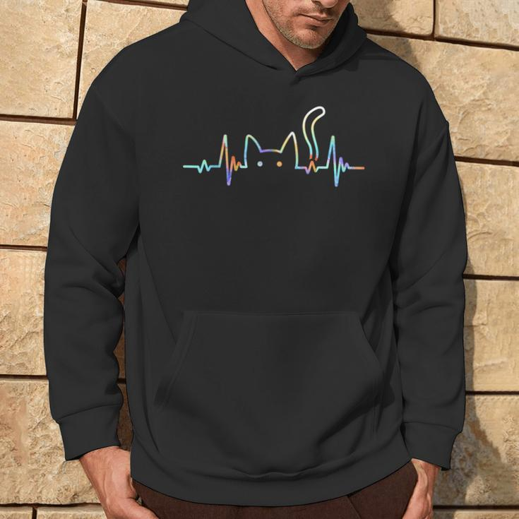 Heartbeat Cat Lover Animal Silhouette Cute Cat Hoodie Lifestyle
