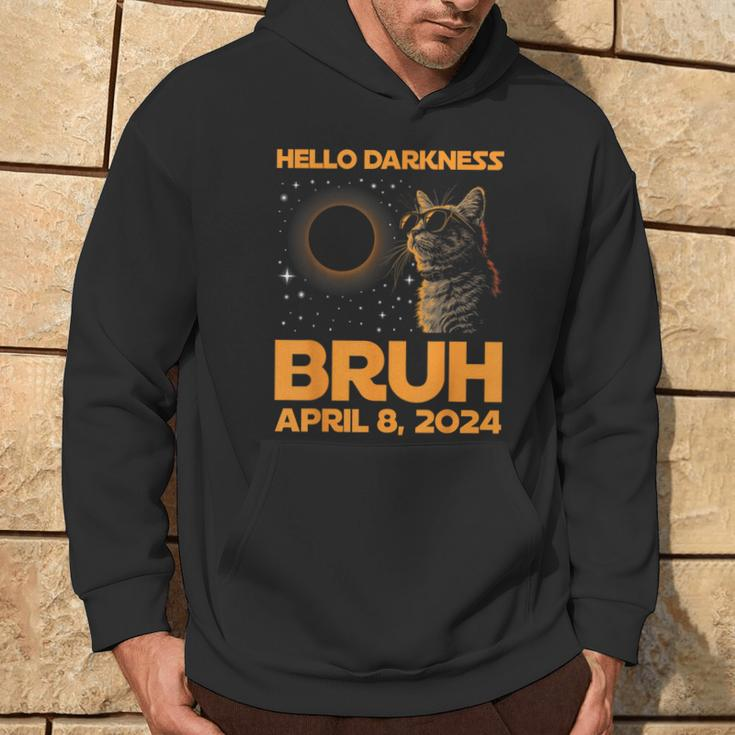 Hello Darkness Bruh Cat Lover Solar Eclipse April 08 2024 Hoodie Lifestyle