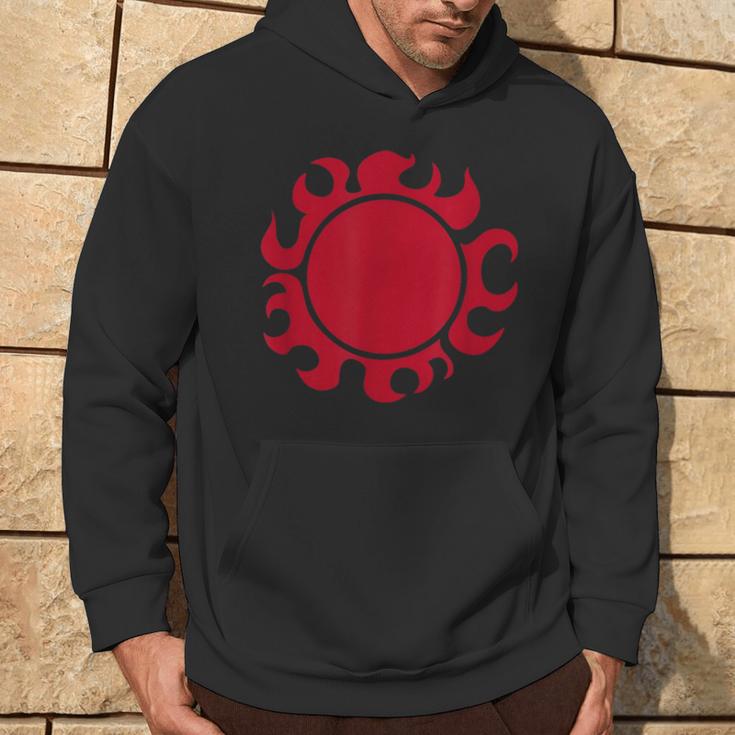 Herren Hoodie Rotes Tribal-Sonnenmotiv, Grafiktee Schwarz Lebensstil