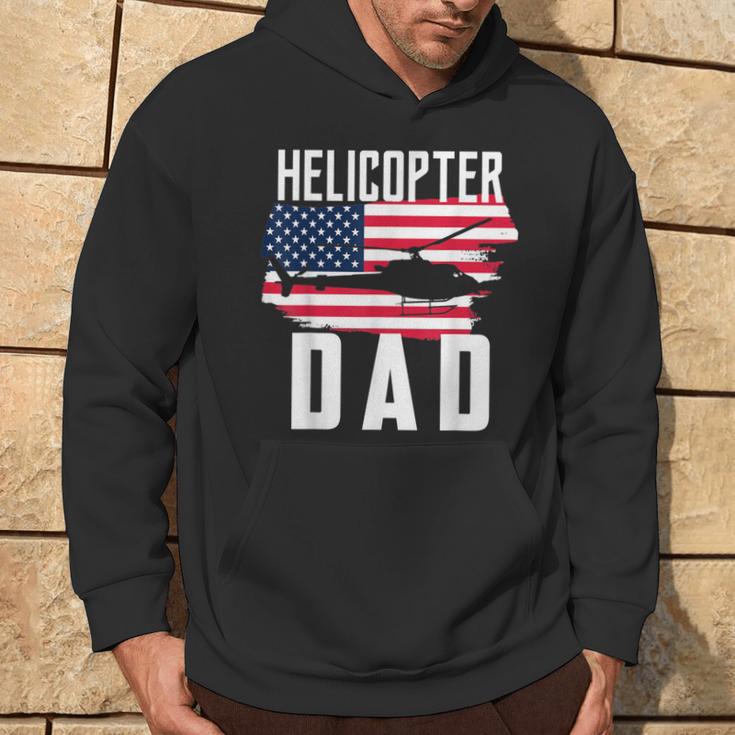 Herren Hubschrauber Papa Usa Flagge Hubschrauber Pilotatertag Kapuzenpullover Lebensstil