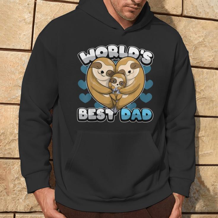 Herrenatertag World's Best Dad Niedlicher Faultier Papa Herz Familie Kapuzenpullover Lebensstil