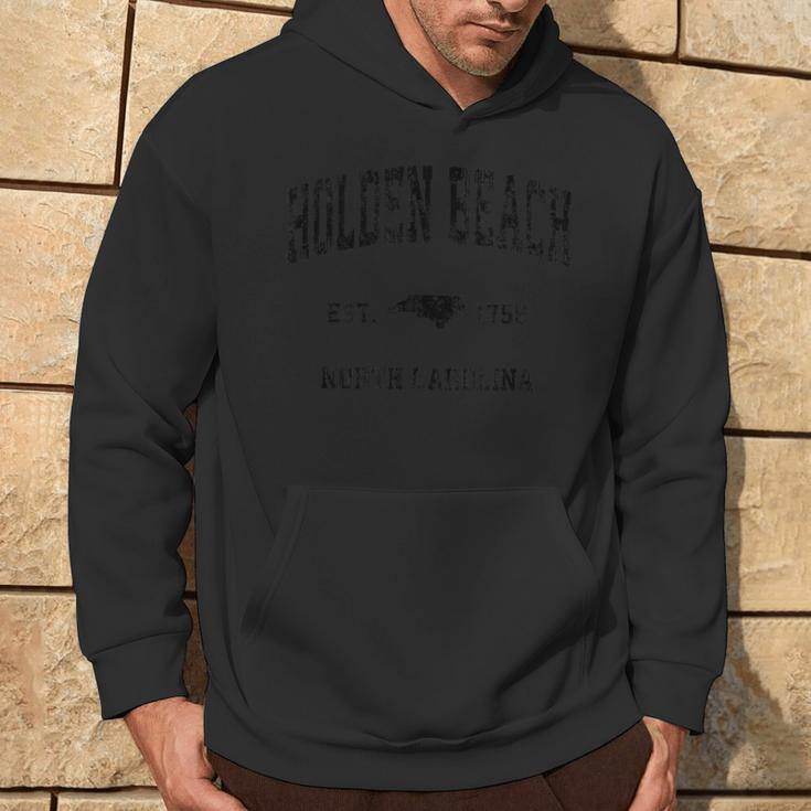 Holden Beach North Carolina Nc Vintage Athletic Black Sports Hoodie Lifestyle