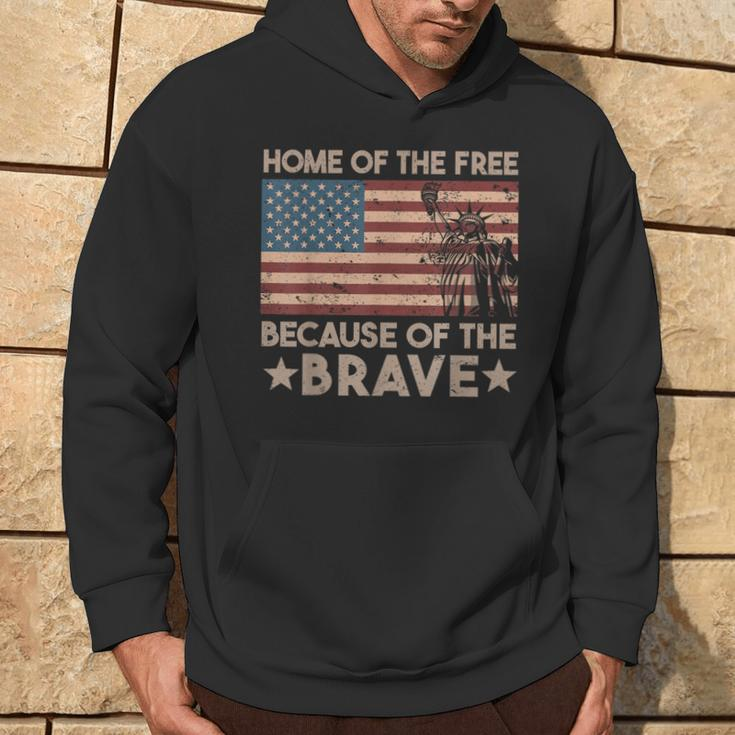 Home Of The Free Because Of The Brave Vintage American Flag Hoodie Lifestyle