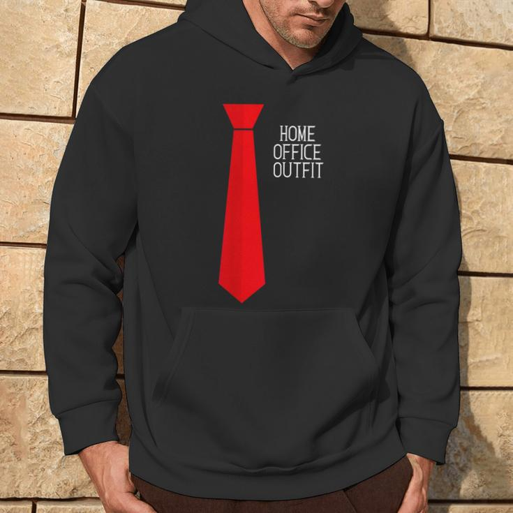 Home Office Outfit Red Tie Telecommute Working From Home Hoodie Lifestyle