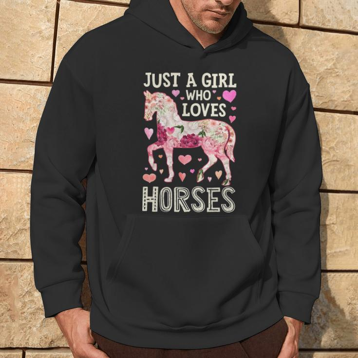 Horse Just A Girl Who Loves Horseback Riding Farm Flower Hoodie Lifestyle