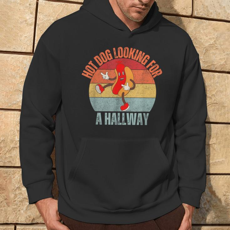 Hot Dog Looking For A Hallway Vintage Hoodie Lifestyle