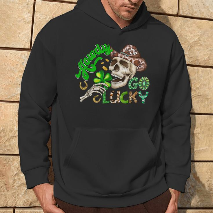 Howdy Go Lucky Leopard St Patrick's Day Western Cowboy Women Hoodie Lifestyle