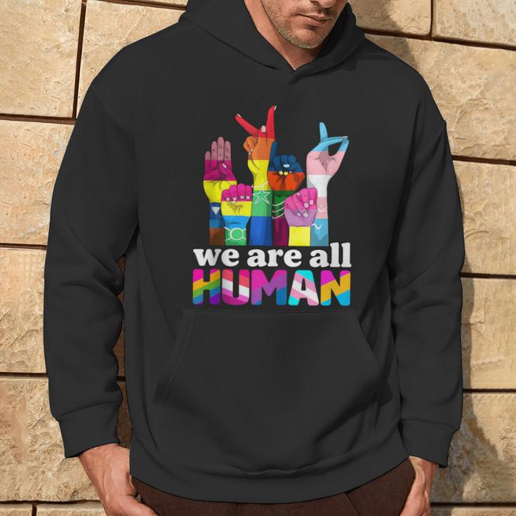 We Are All Human Lgbt Flag Gay Pride Month Transgender Flag Hoodie Lifestyle