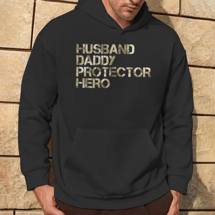 Husband Daddy Protector-Hero Fathers Day Camo American Flag Hoodie Lifestyle