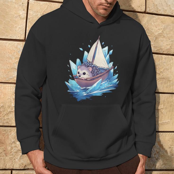 Ice Sailing Hedgehog Ice Sailing Ice Boating Yachting Kapuzenpullover Lebensstil