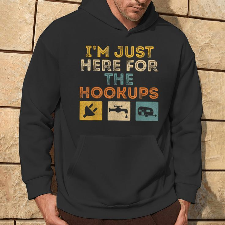 I'm Just Here For The Hookups Camp Rv Camper Camping Hoodie Lifestyle