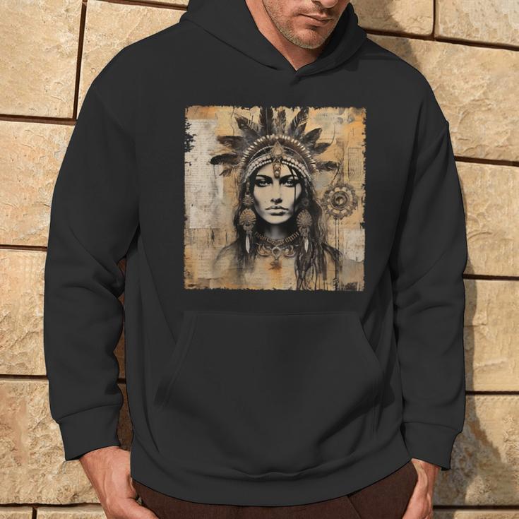 Indianerin Indian Häuptling Kopfschmuck Uhreinwohner Hoodie Lebensstil