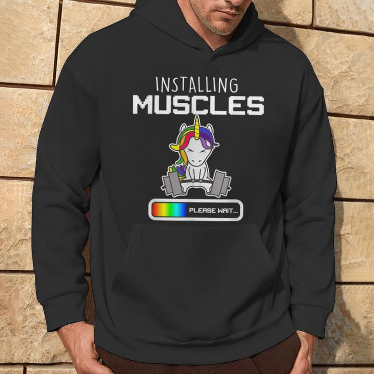 Installing Muscles Unicorn Loading Lifting Hoodie Lifestyle