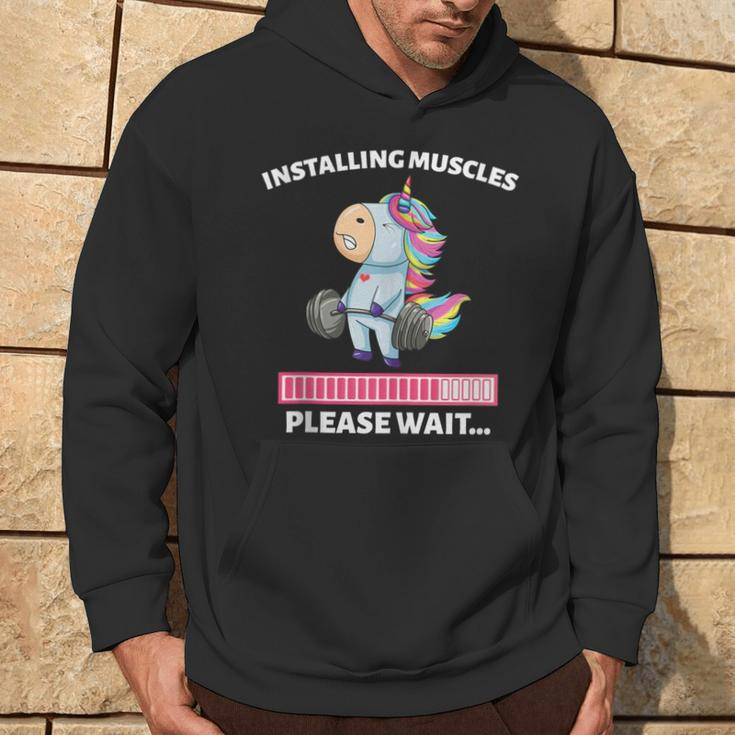 Installing Muscles Unicorn Weight Lifting Fitness Motivation Hoodie Lifestyle