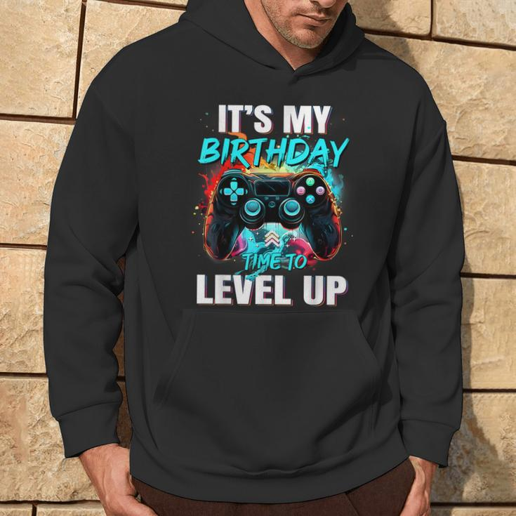 It's My Birthday Boy Time To Level Up Video Game Birthday Hoodie Lifestyle