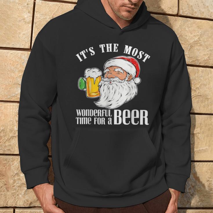 It's The Most Wonderful Time For A Beer Christmas Santa Hoodie Lifestyle