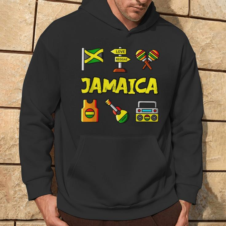 Jamaica Icons Jamaican Flag Love Reggae Guitar Maracas Hoodie Lifestyle
