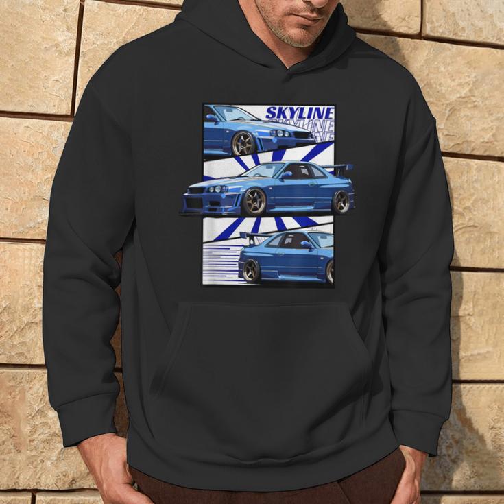 Jdm R34 Motorsport Car Drift Sky Line Car Comic Style Japan Hoodie Lifestyle