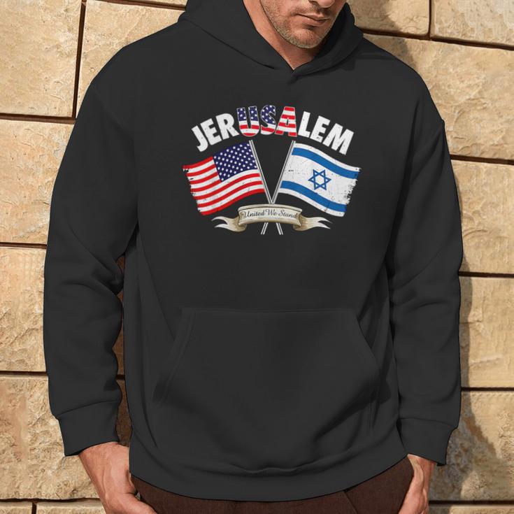 Jerusalem Israel Usa American Flag Hoodie Lifestyle