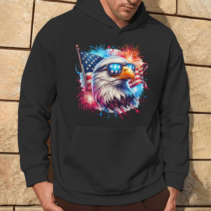 July 4Th Patriotic Bald Eagle Usa American Flag Fireworks Hoodie Lifestyle