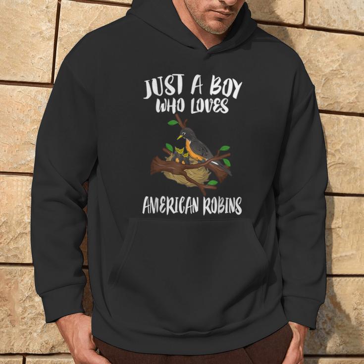 Just A Boy Who Loves American Robins Birds Hoodie Lifestyle