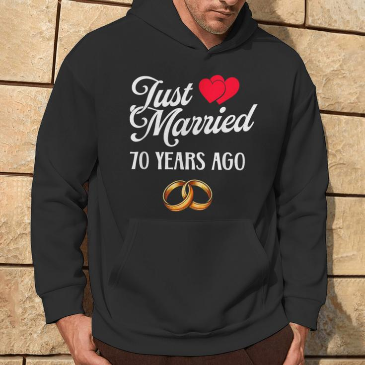 Just Married 70 Years Ago Couple 70Th Anniversary Hoodie Lifestyle
