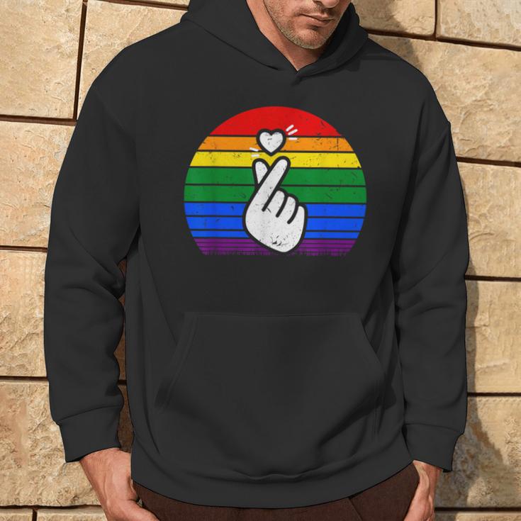 K-Pop Heart Hand Lgbt Gay Pride Retro Vintage Lgbtq Pride Hoodie Lifestyle