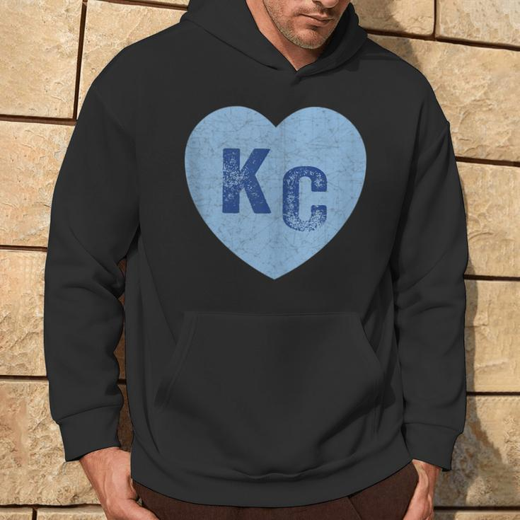 Kansas City Heart Kc Hearts I Love Kc Letters Blue Vintage Hoodie Lifestyle