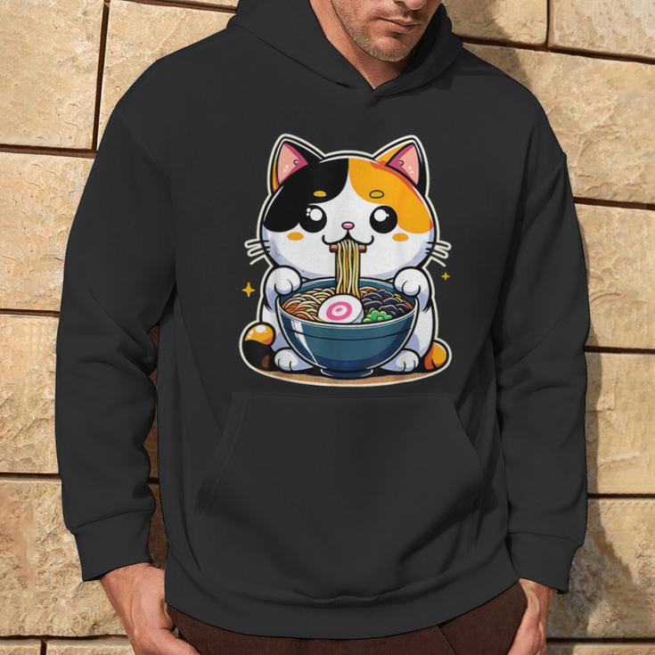 Kawaii Anime Calico Cat Ramen Hoodie Lifestyle