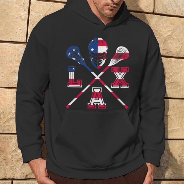 Lacrosse Outfit American Flag Lax Helmet & Sticks Team Hoodie Lifestyle