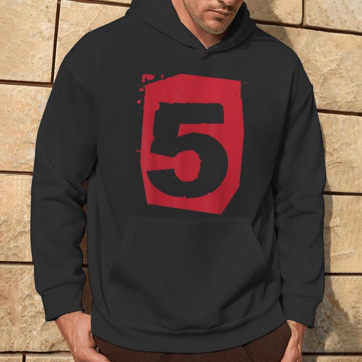 Large Red Color Maroon Number 5 Five Hoodie Lifestyle