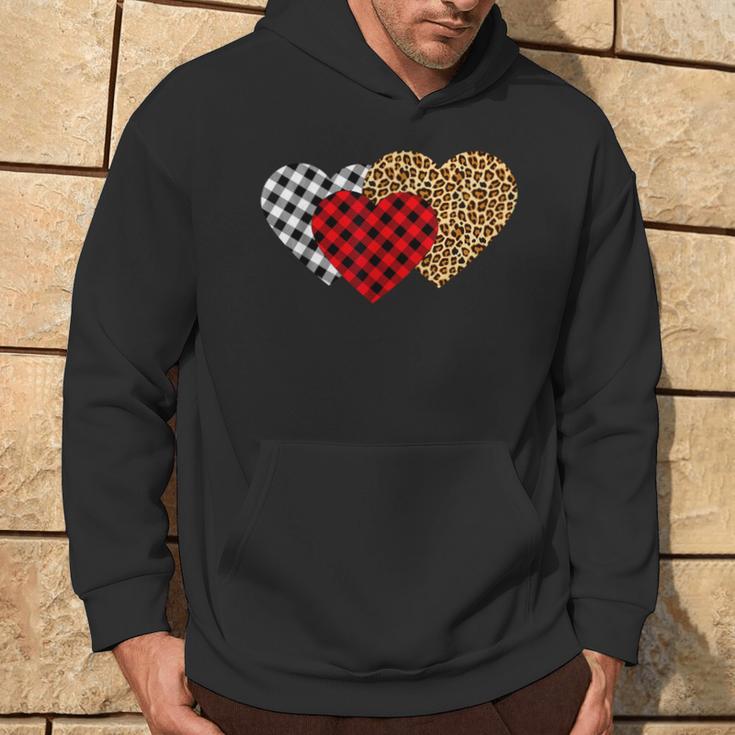 Leopard Heart Buffalo Plaid Heart Valentine Day Hoodie Lifestyle