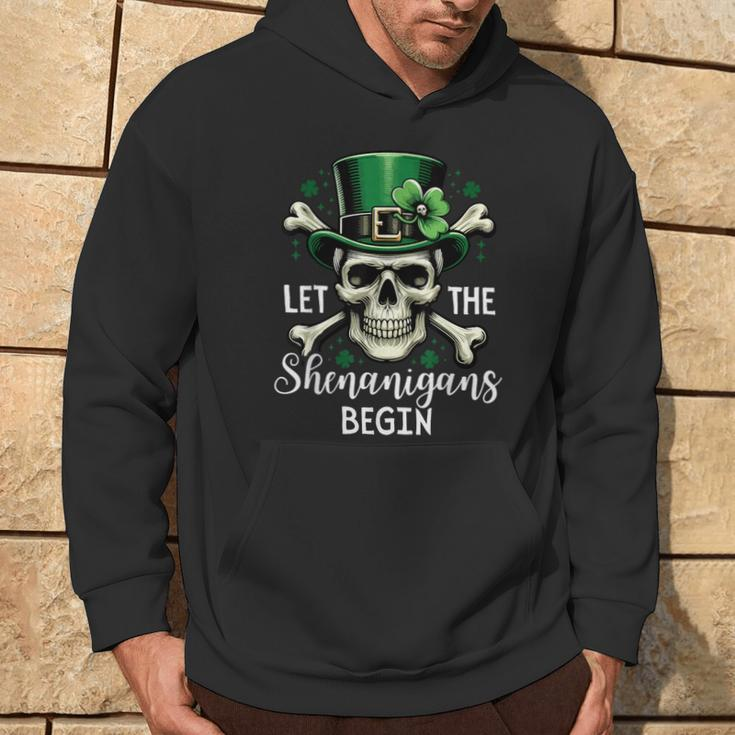Let The Shenanigans Begin Skeleton St Patrick Day Skull Hoodie Lifestyle