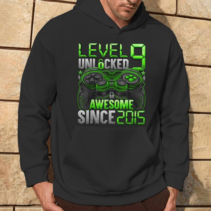 Level 9 Unlocked Awesome Since 2015 9Th Birthday Gaming Hoodie Lifestyle