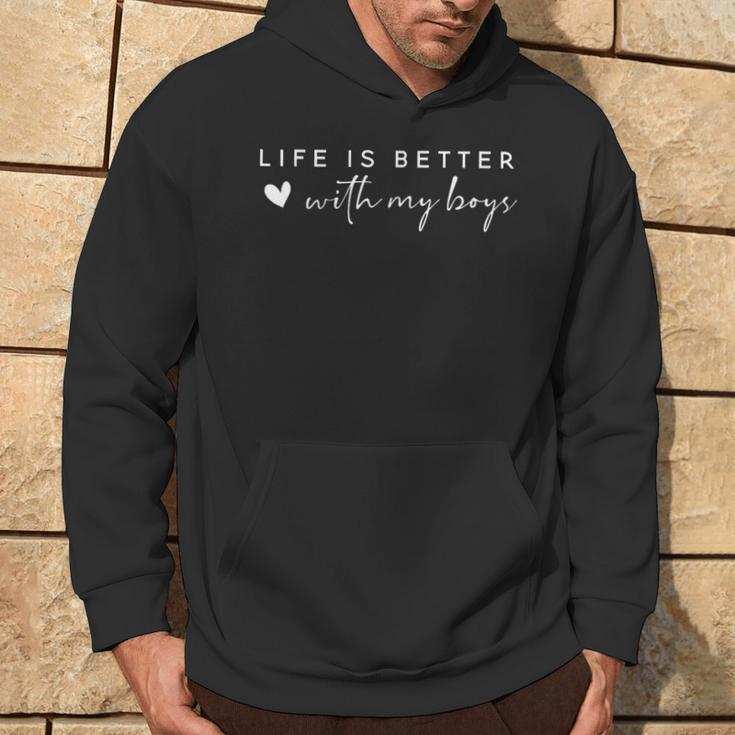 Life Is Better With My Boys Retro Vintage Hearts Hoodie Lifestyle