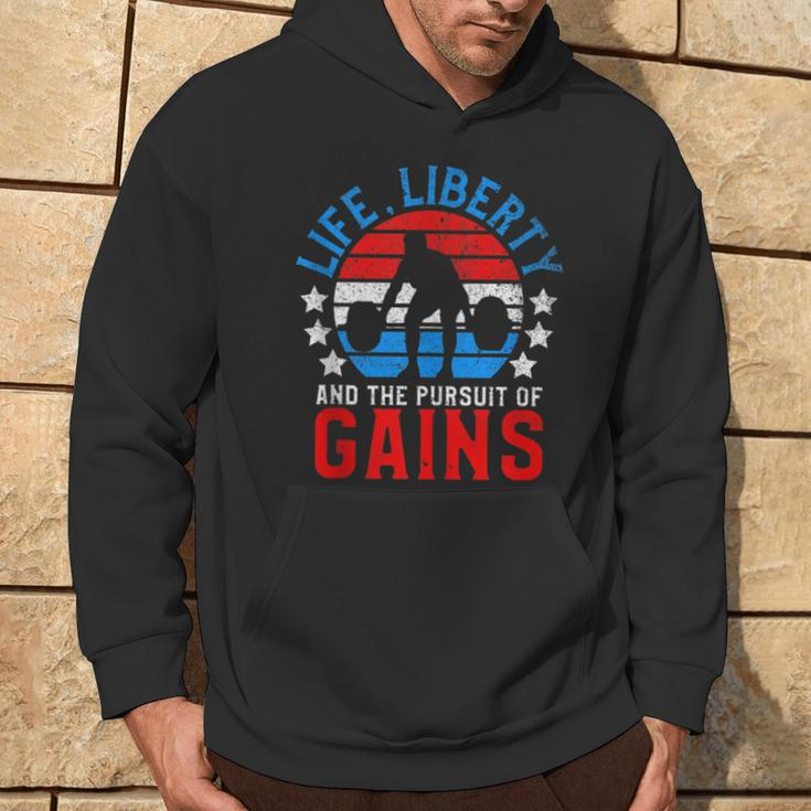 Life Liberty Pursuit Of Gains Workout Weight Lifting Hoodie Lifestyle