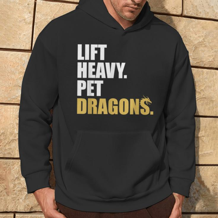 Lift Heavy Pet Dragons Vintage Weightlifting Deadlift Hoodie Lifestyle