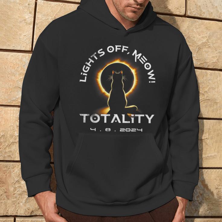 Lights Off Meow Cat Totality Total Solar Eclipse 2024 Hoodie Lifestyle