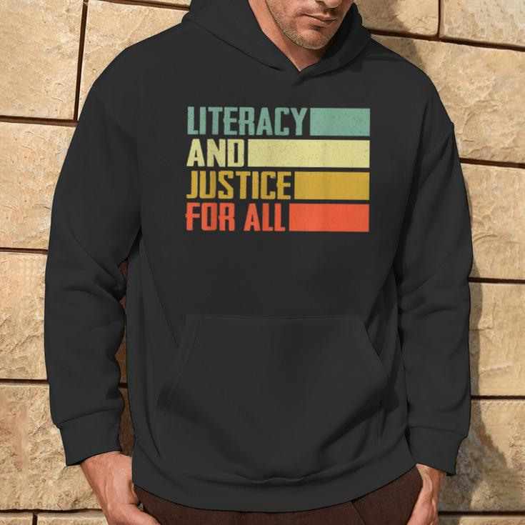 Literacy And Justice For All Retro Social Justice Hoodie Lifestyle