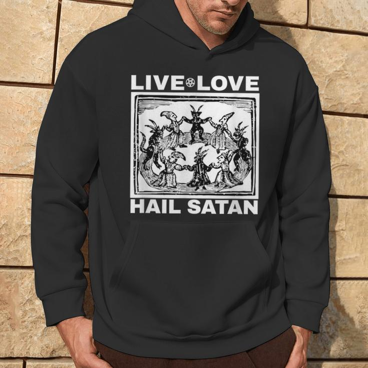 Live Love Hail Satan Pentagram Hoodie Lifestyle