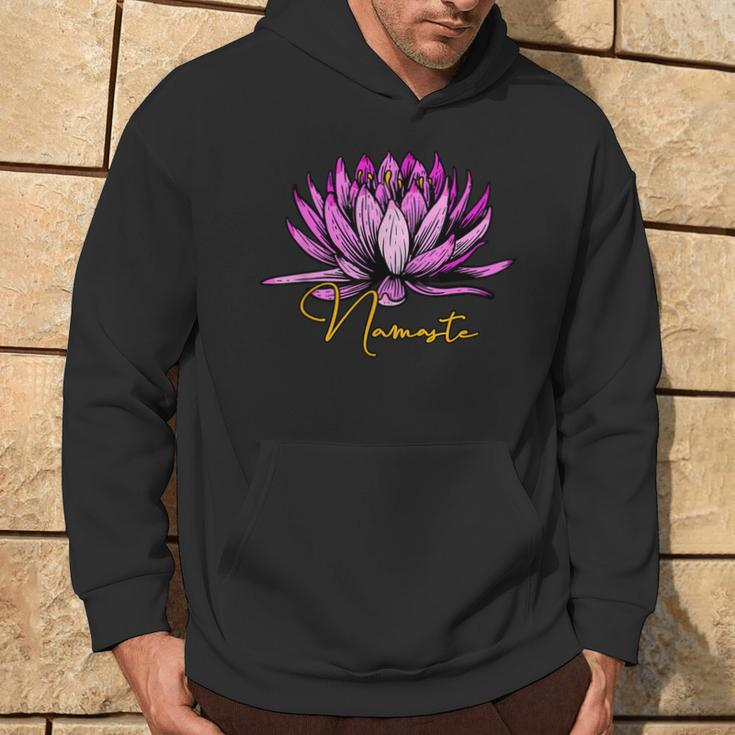 Lotusblüte Namaste Schwarzes Hoodie, Entspannendes Yoga-Motiv Tee Lebensstil
