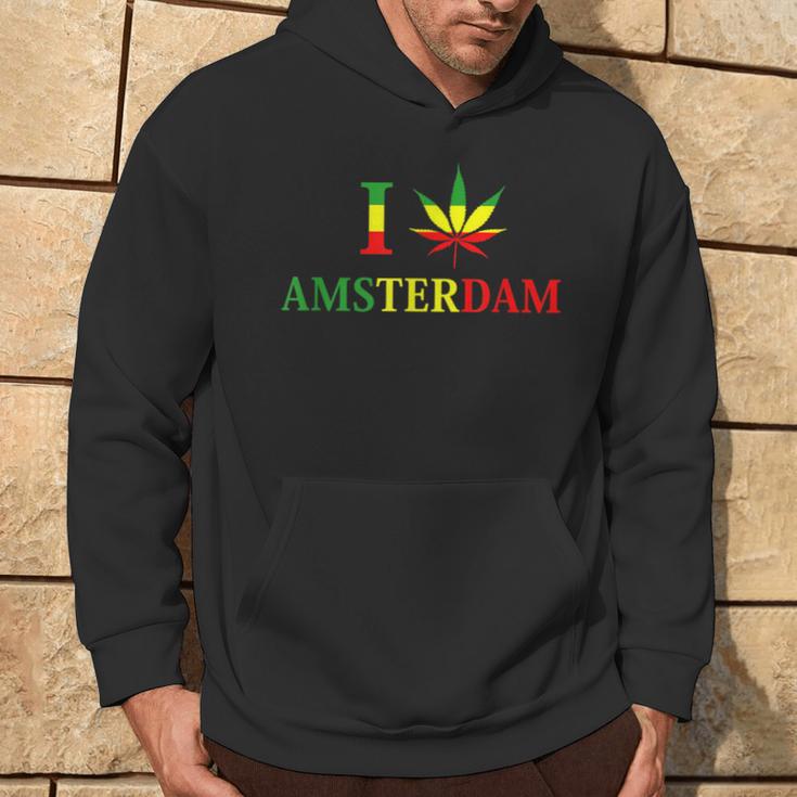 I Love Amsterdam Hemp Leaf Reggae Kiffer Hoodie Lebensstil