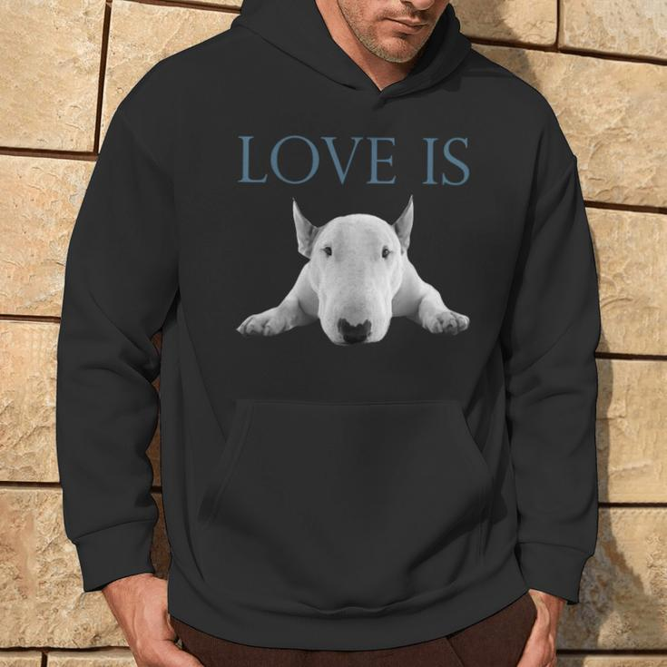 Love Is Bull Terrier Hoodie Lifestyle