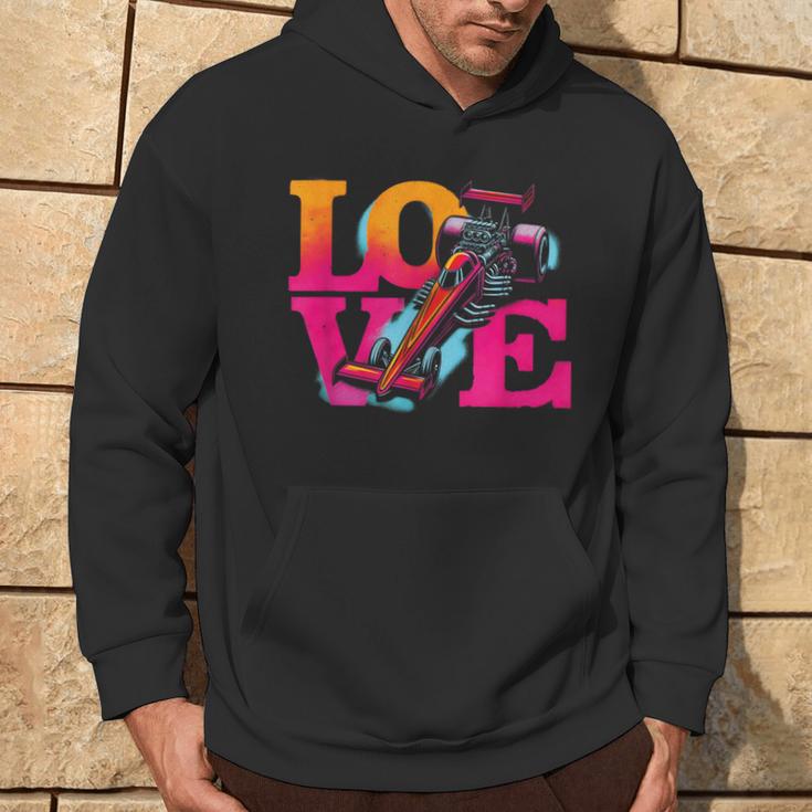 Love Drag Racing Vintage Colorful Drag Racing Cars Lover Hoodie Lifestyle