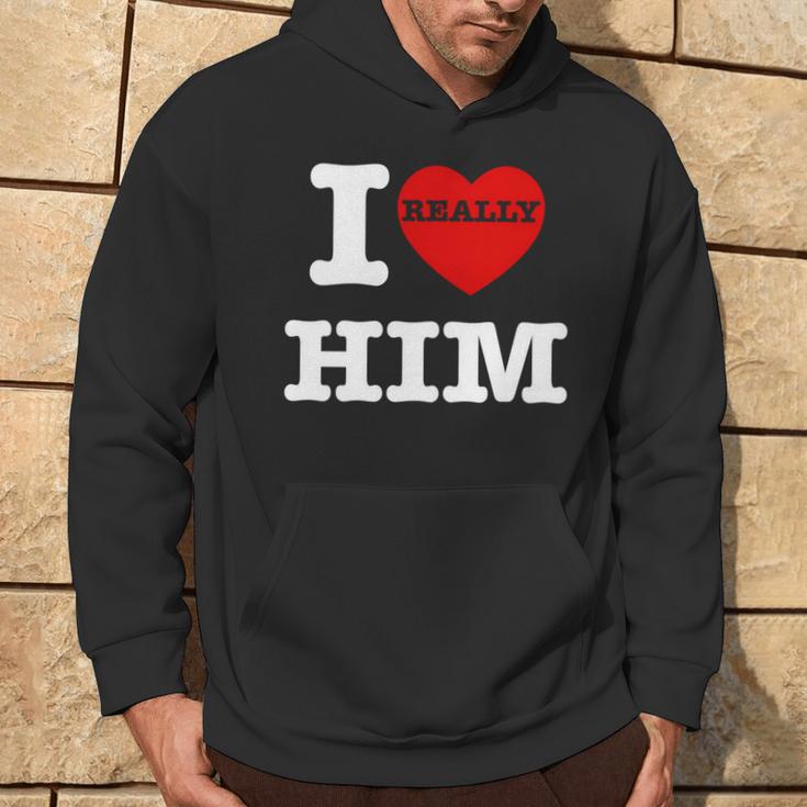 I Love Him I Heart Him Vintage For Couples Matching Hoodie Lifestyle