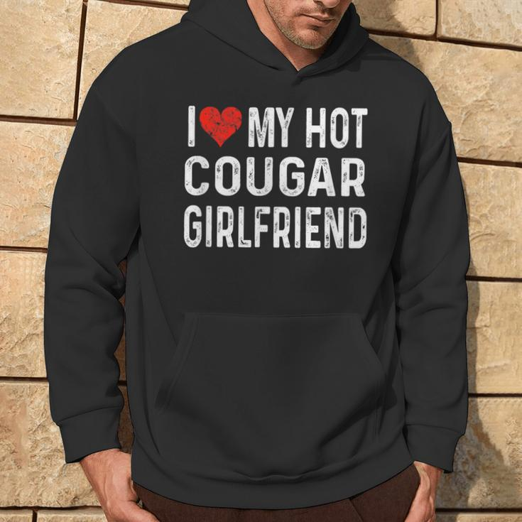 I Love My Hot Cougar Girlfriend Distressed Heart Hoodie Lifestyle